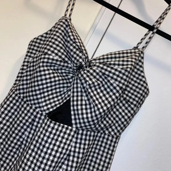 superdown Belle Knot Mini Dress Gingham Black White Check Cutout Size Small - Picture 3 of 3